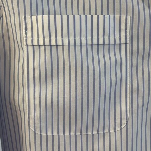 Chico’s Blouse No Iron Blue & White Stripes Long Sleeve Roll-tab Size 1 (Med 8) - Picture 5 of 8